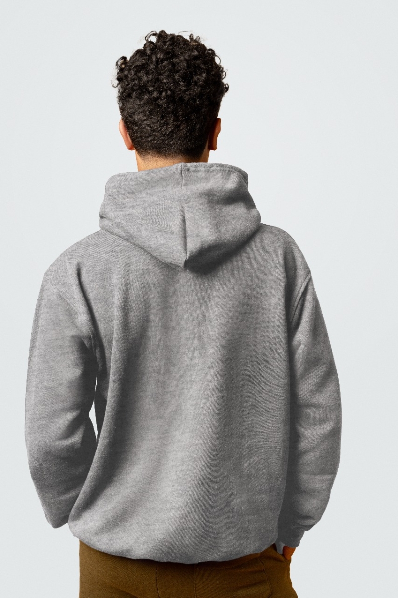 Sweat capuche homme gris clair dos
