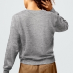 Sweat shirt Dos gris clair femme